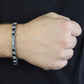 Men Silver Onyx Stone Bracelet, Square Onyx Hand-Engraved Bracelet, Mens Black Moissanite Bracelet, Perfect Gift, Anniversary Gift