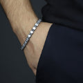 Men Silver Diamond Elegant Engraved Bracelet, Diamond Gemstone Bracelet, Luxury Men Bracelet, Handmade Chain Bracelet,  Anniversary Gifts