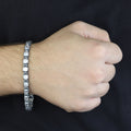 Men Silver Diamond Elegant Engraved Bracelet, Diamond Gemstone Bracelet, Luxury Men Bracelet, Handmade Chain Bracelet,  Anniversary Gifts