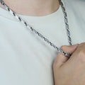Silver 5MM Oxized Greek Key Chain Necklace