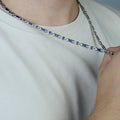 Silver Hand-Engraved Sapphire Gemstone Chain Link Necklace