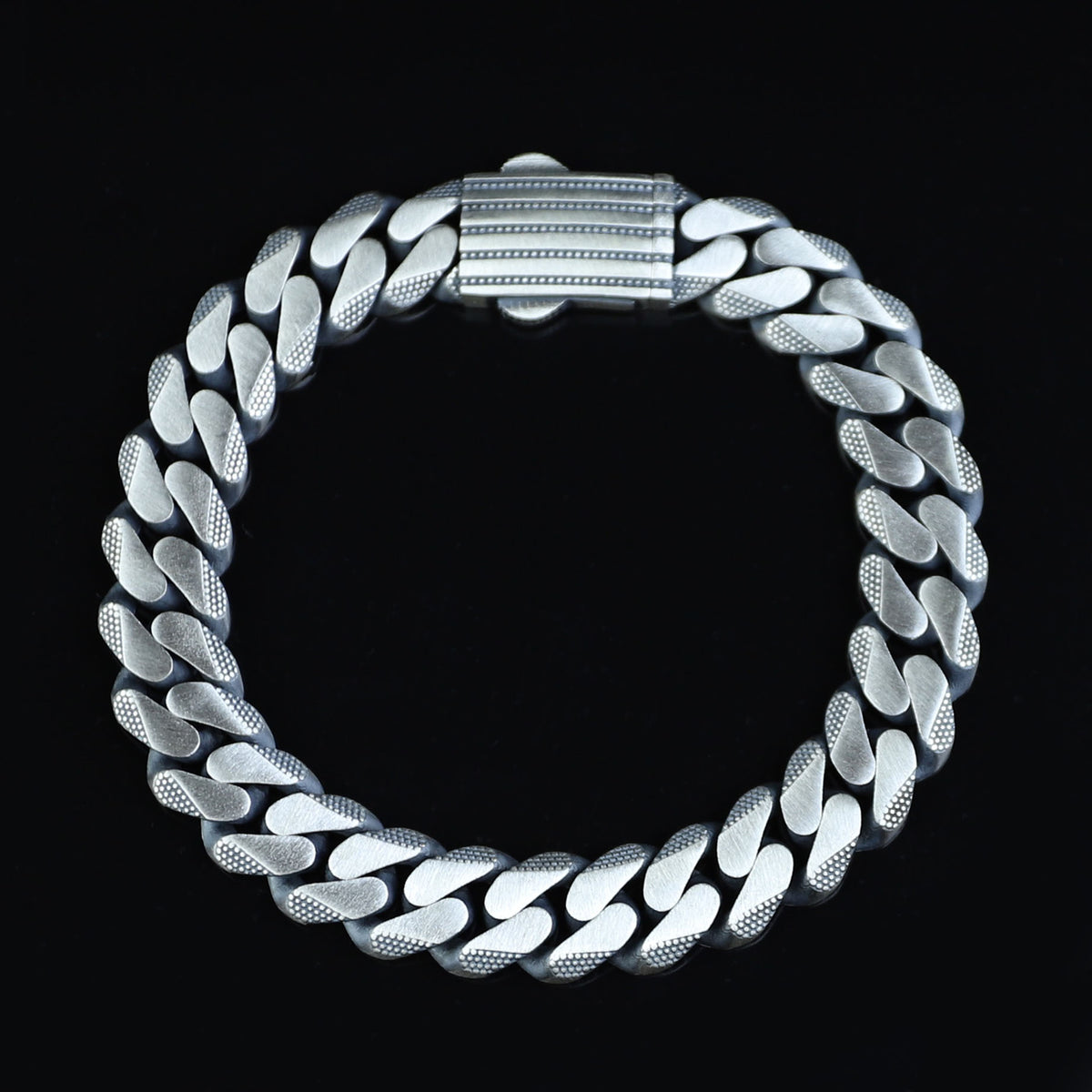 Solid 925 Sterling Silver Bracelet, 10mm Engraved Curb Chain Bracelet, Handmade Chain Bracelet