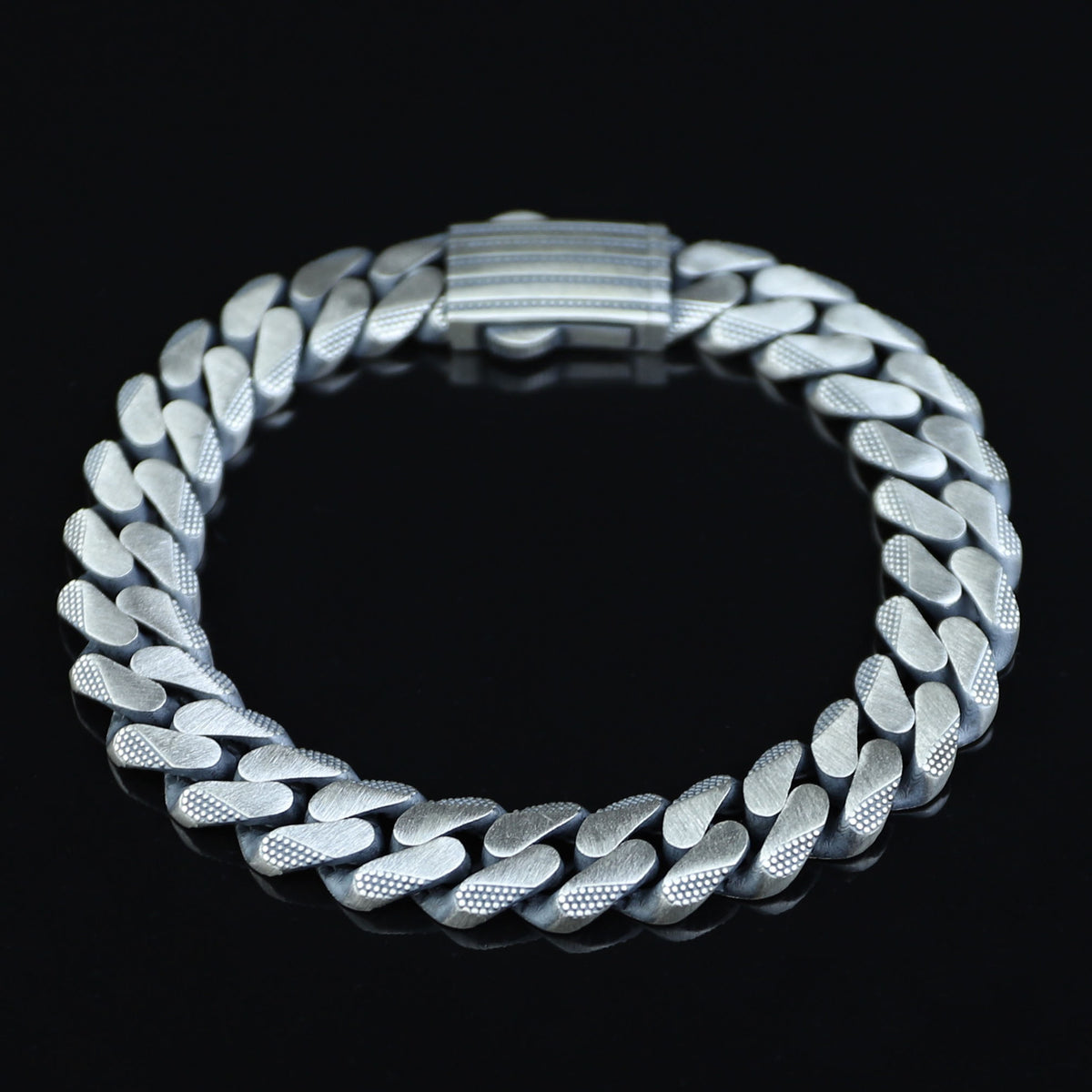 Solid 925 Sterling Silver Bracelet, 10mm Engraved Curb Chain Bracelet, Handmade Chain Bracelet