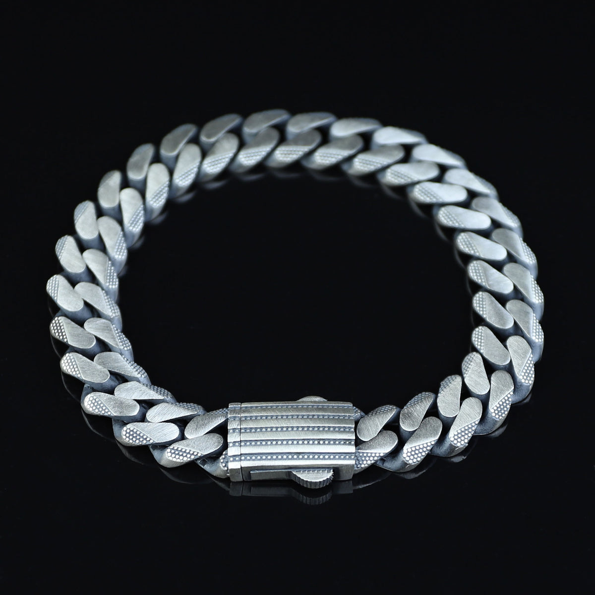 Solid 925 Sterling Silver Bracelet, 10mm Engraved Curb Chain Bracelet, Handmade Chain Bracelet