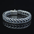 925 Men Silver Chain Bracelet, 12MM Braided Oxized Solid Silver Chain, Onyx Men Chain Heavy Bracelet, Bracelets For Men, 925 Silver