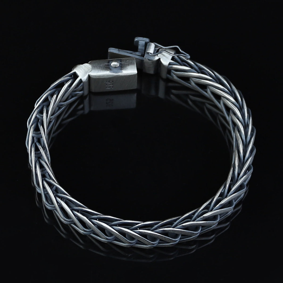 925 Men Silver Chain Bracelet, 12MM Braided Oxized Solid Silver Chain, Onyx Men Chain Heavy Bracelet, Bracelets For Men, 925 Silver