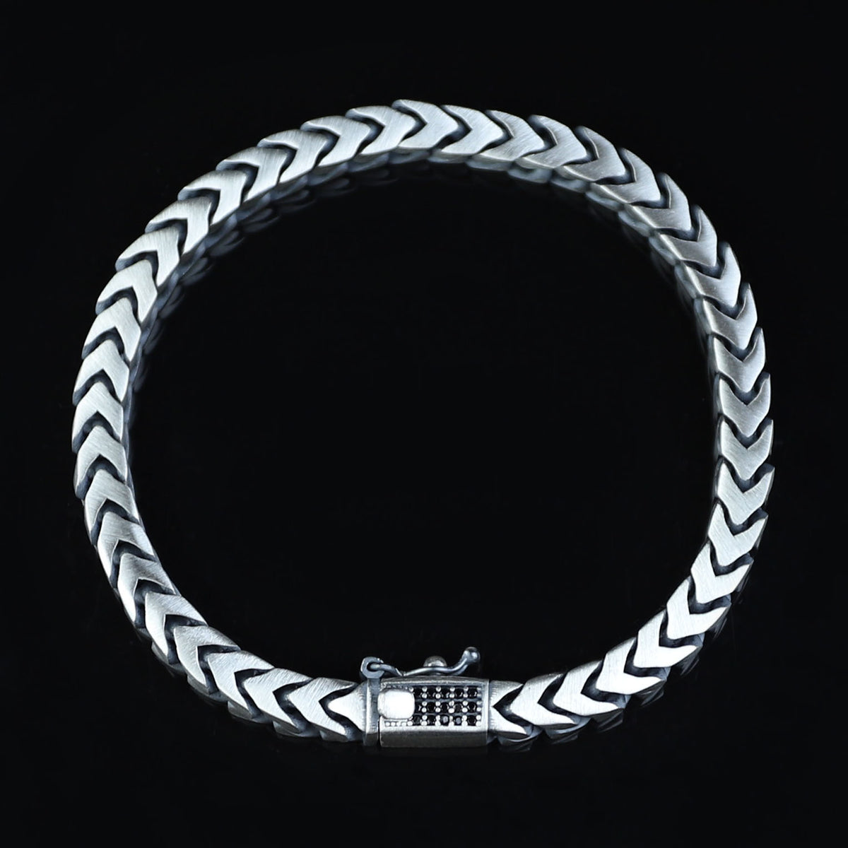 925 Solid Silver Curb Chain Bracelet, 5MM Franco Chain Bracelet, Onyx Stone Chain Curb Bracelet, Unique Men Chain Gift Bracelet