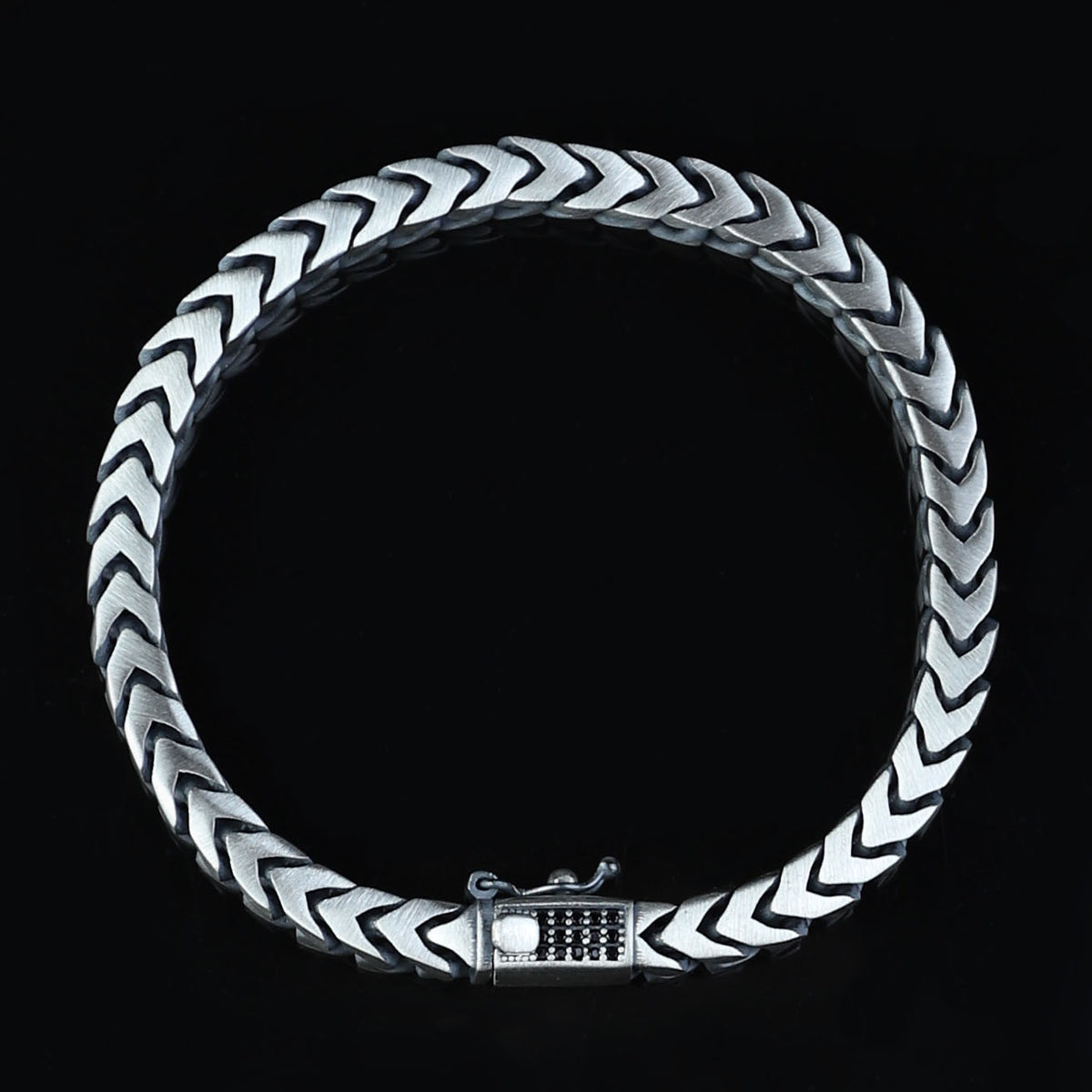 925 Solid Silver Curb Chain Bracelet, 5MM Franco Chain Bracelet, Onyx Stone Chain Curb Bracelet, Unique Men Chain Gift Bracelet