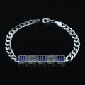 925 Silver Sapphire Stone Curb Chain Bracelet, Mens Blue Gemstone Chain Bracelet, Sapphire Diamond Bracelet, Perfect Gift, Anniversary Gifts