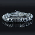 925 Silver Foxtail Onyx Stone Chain Bracelet, 10MM Black Diamond Chain Bracelet, Men Foxtail Chain Bracelet, Black Onyx Stone Bracelet