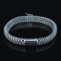925 Silver Foxtail Onyx Stone Chain Bracelet, 10MM Black Diamond Chain Bracelet, Men Foxtail Chain Bracelet, Black Onyx Stone Bracelet