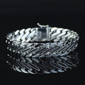 925 Silver Black Onyx Chain Bracelet, 15MM Silver Curb Chain Bracelet, Natural Onyx Gourmet Chain Bracelet