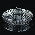 925 Silver Black Onyx Chain Bracelet, 15MM Silver Curb Chain Bracelet, Natural Onyx Gourmet Chain Bracelet