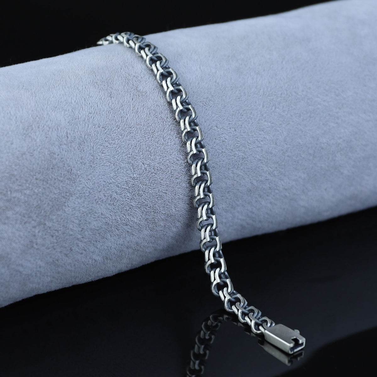 Sterling Silver Curb Chain Bracelet, 5mm Oxized Cuban Curb Chain Bracelet, Elegant Chain Bracelet, Vintage Men Bracelet, Gift For Men