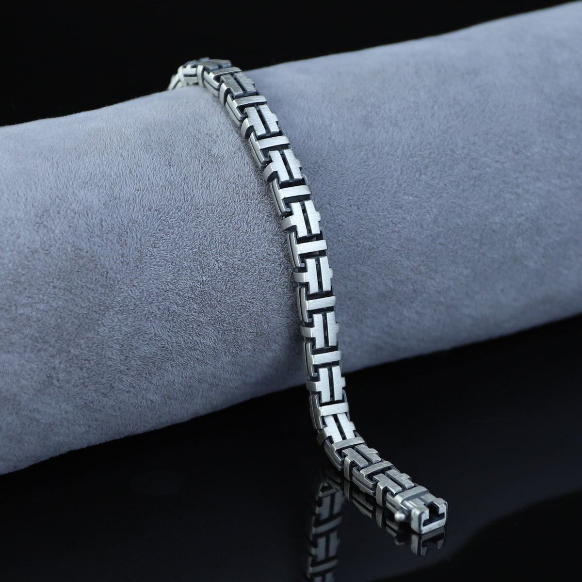 Men Silver Handmade Chain Bracelet, 7MM Men Chain Bracelet, Oxized Box Chain