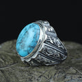 925 Silver Men Handmade Engraved Turkish Ottoman Style Ring
