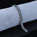 925 Silver Foxtail Stone Chain Bracelet,Elegant 8MM Oxidized Chain Bracelet, Men Foxtail Chain Bracelet, Black Onyx Stone Bracelet