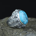 925 Silver Men Handmade Engraved Turkish Ottoman Style Ring
