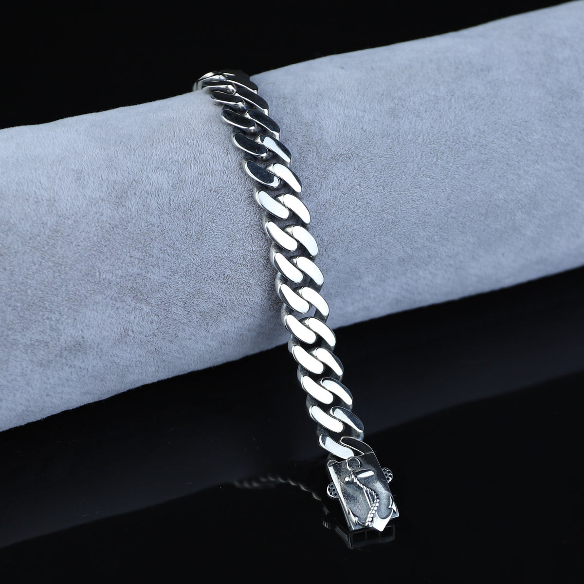 Silver 10MM Cuban Chain Bracelet, Anchor Cuban Chain Men Bracelet, 10MM Cuban Chain Bracelet, Perfect Men's Bracelet, 925 Solid Silver