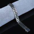 925 Silver Black Onyx Chain Bracelet, 15MM Silver Curb Chain Bracelet, Natural Onyx Gourmet Chain Bracelet