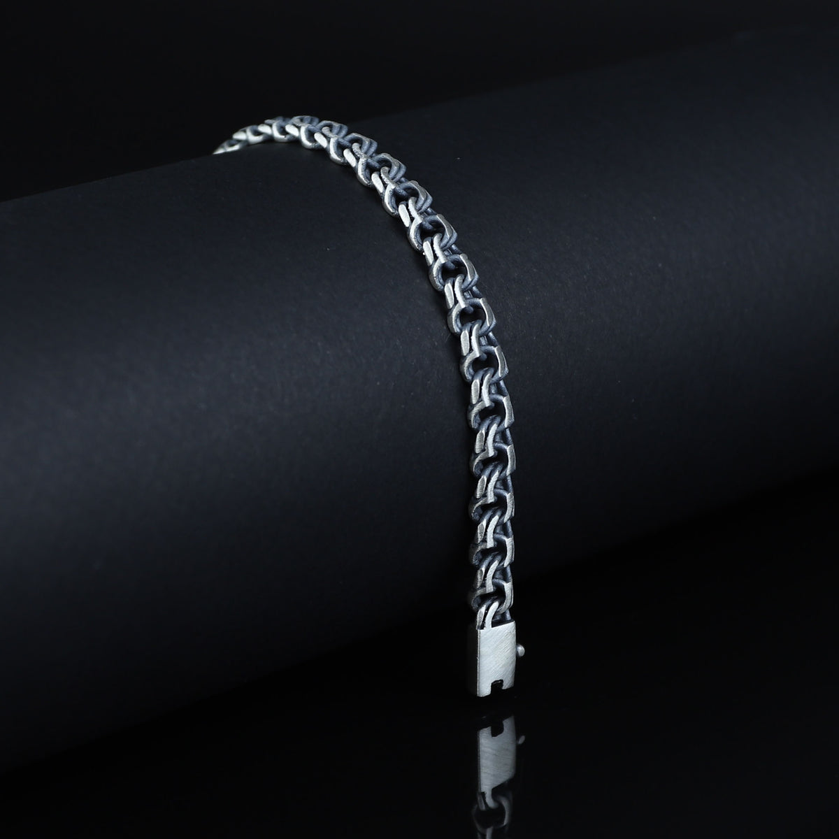 Sterling Silver Curb Chain Bracelet, 5mm Oxized Cuban Curb Chain Bracelet, Elegant Chain Bracelet, Vintage Men Bracelet, Gift For Men