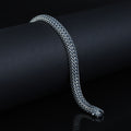925 Silver Foxtail Stone Chain Bracelet,Elegant 8MM Oxidized Chain Bracelet, Men Foxtail Chain Bracelet, Black Onyx Stone Bracelet