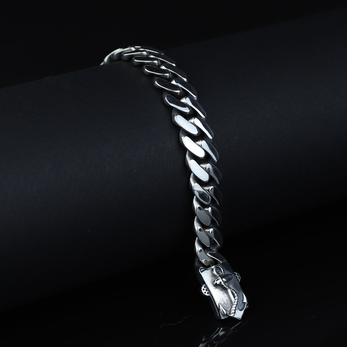 Silver 10MM Cuban Chain Bracelet, Anchor Cuban Chain Men Bracelet, 10MM Cuban Chain Bracelet, Perfect Men's Bracelet, 925 Solid Silver
