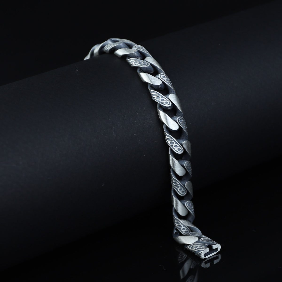 Silver 10MM Engraved Chain Bracelet, Men Curb Chain Bracelet, Cuban Link Chain Bracelet, Perfect Men's Bracelet, Gift For Men