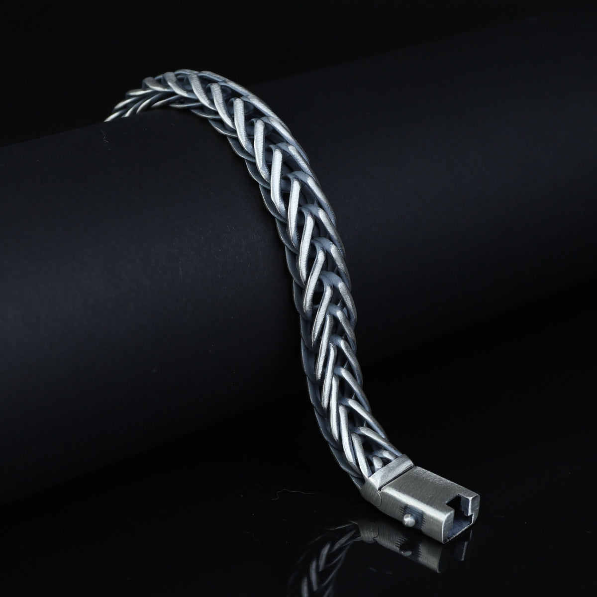 925 Men Silver Chain Bracelet, 12MM Braided Oxized Solid Silver Chain, Onyx Men Chain Heavy Bracelet, Bracelets For Men, 925 Silver