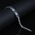 925 Silver Sapphire Stone Curb Chain Bracelet, Mens Blue Gemstone Chain Bracelet, Sapphire Diamond Bracelet, Perfect Gift, Anniversary Gifts