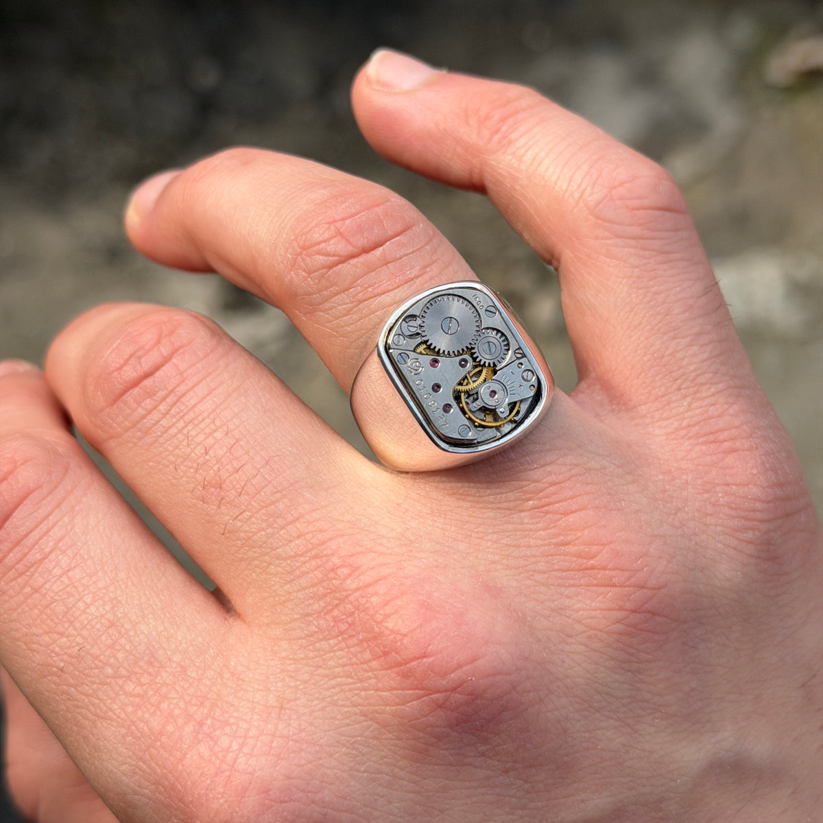 925 Sterling Silver Handmade Watch Mechanism Ring