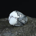 Men Handmade Buffalo Turquoise Gemstone Engraved Ring