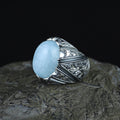 925 Men Handmade Silver Natural Aquamarine Gemstone Ring
