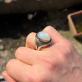 925 Sterling Silver Men Handmade Natural Moonstone Ring