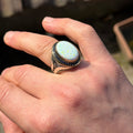 925 Sterling Silver Turkish Handmade Engraved Fire Opal Ring