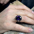 Silver Handmade Ottoman Style Amethyst Men Ring