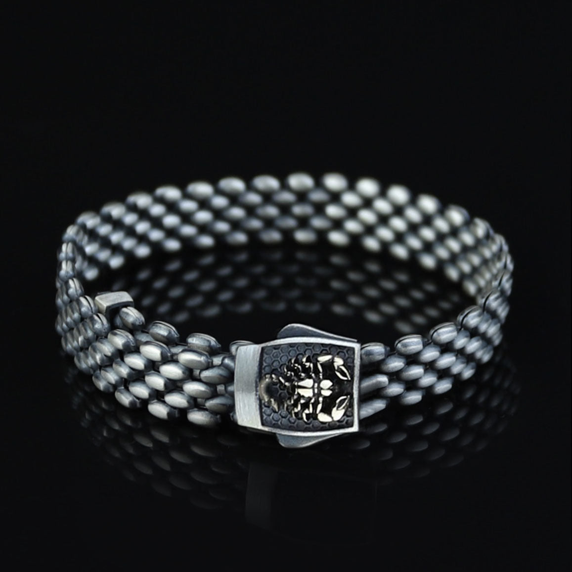 Silver Scorpion Signet Chain Bracelet, Men Chain Bracelet, Silver Link Chain Men Bracelet, Men Animal Bracelet, Unique Men Father Day Gift