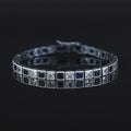 925 Silver Sapphire Tennis Bracelet, Men Luxury Blue Sapphire Tennis Bracelet, Elegant Sapphire Tennis Bracelet, Square Cut Bracelet