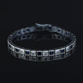 925 Silver Sapphire Tennis Bracelet, Men Luxury Blue Sapphire Tennis Bracelet, Elegant Sapphire Tennis Bracelet, Square Cut Bracelet
