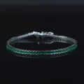 925 Silver Square Emerald Tennis Bracelet, Unisex Emerald Diamond Bracelet, Mens Luxury Green Bracelet, Anniversary Gift, Perfect Gift