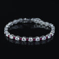 Men Silver Ruby Tennis Bracelet, Unisex Round Diamond Ruby Link Bracelet, Mens Tennis Link Chain Men Bracelet, Men Link Bracelet, 925 Silver