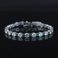 925 Men Silver Emerald Diamond Bracelet, Luxury Green Tennis Chain Bracelet, Men Emerald Diamond Tennis Bracelet, Elegant Bracelet