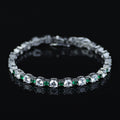 925 Men Silver Emerald Diamond Bracelet, Luxury Green Tennis Chain Bracelet, Men Emerald Diamond Tennis Bracelet, Elegant Bracelet