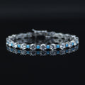 925 Silver Turquoise Tennis Bracelet, Men Round Turquoise Gemstone Bracelet, Diamond Turquoise Tennis Bracelet