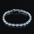 925 Silver Turquoise Tennis Bracelet, Men Round Turquoise Gemstone Bracelet, Diamond Turquoise Tennis Bracelet
