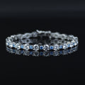 Men Silver Luxury Aquamarine Bracelet, Round Aquamarine Tennis Bracelet, Elegant Men Tennis Link Bracelet, 3MM Round Tennis