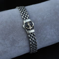 Solid Silver Cable Bracelet, Handmade Onyx Anchor Bracelet, Elegant Men Chain Bracelet, Anchor Chain Bracelet, Bracelet For Men