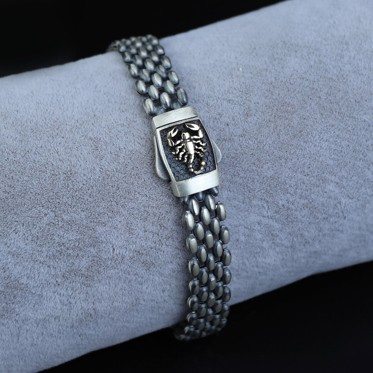 Silver Scorpion Signet Chain Bracelet, Men Chain Bracelet, Silver Link Chain Men Bracelet, Men Animal Bracelet, Unique Men Father Day Gift