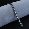 Men Silver Square Diamond Bracelet, Elegant Black And White Diamond Bracelet, Mens Black Diamond Bracelet, Perfect Men Gift, 925 Silver
