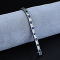 925 Silver Sapphire Tennis Bracelet, Men Luxury Blue Sapphire Tennis Bracelet, Elegant Sapphire Tennis Bracelet, Square Cut Bracelet